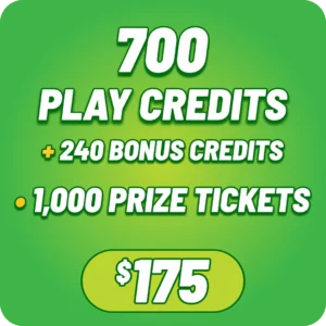 940 Play Credits + 1,000 Prize Tickets