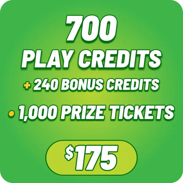940 Play Credits + 1,000 Prize Tickets